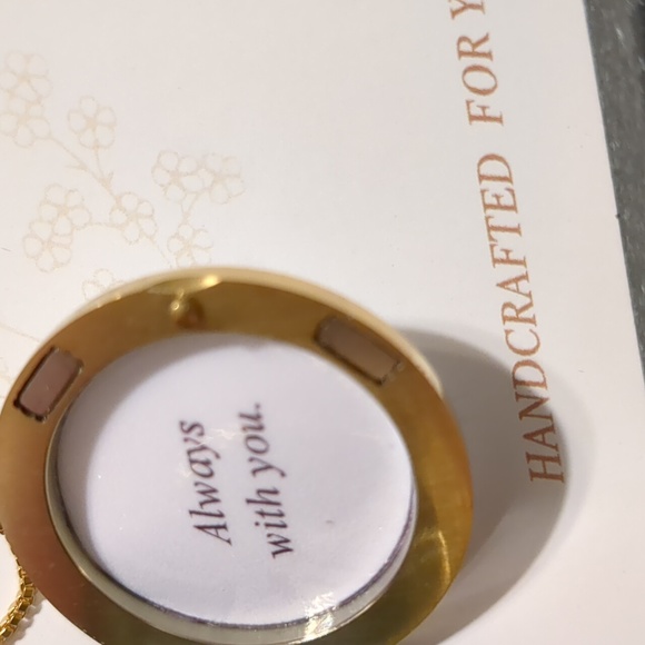 Lilly of the Valley Clay Modeled Necklace locket with inscription NWOT - Picture 6 of 7